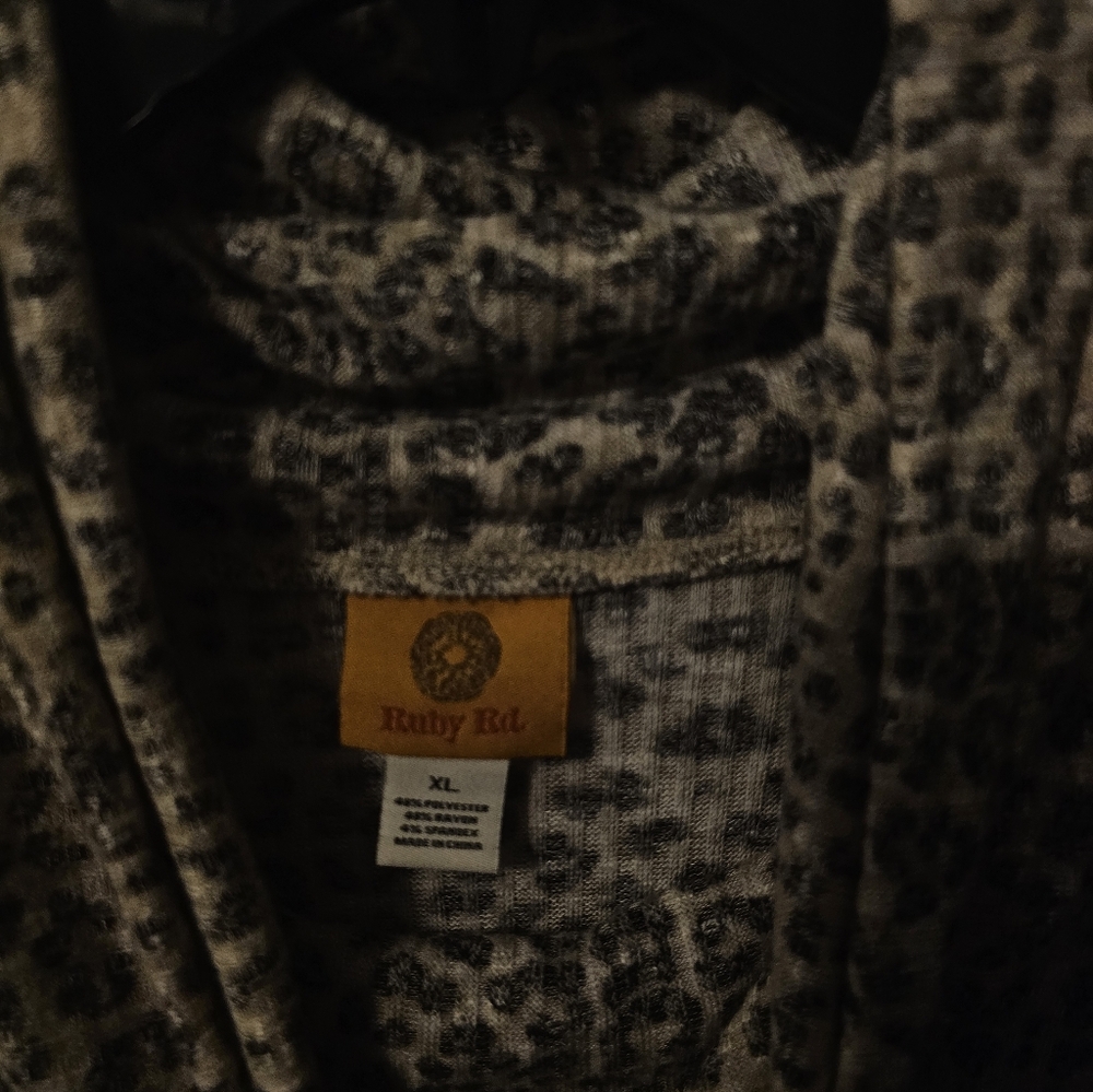 Ruby Rd. Leopard Print Cowl Neck Top - image 2